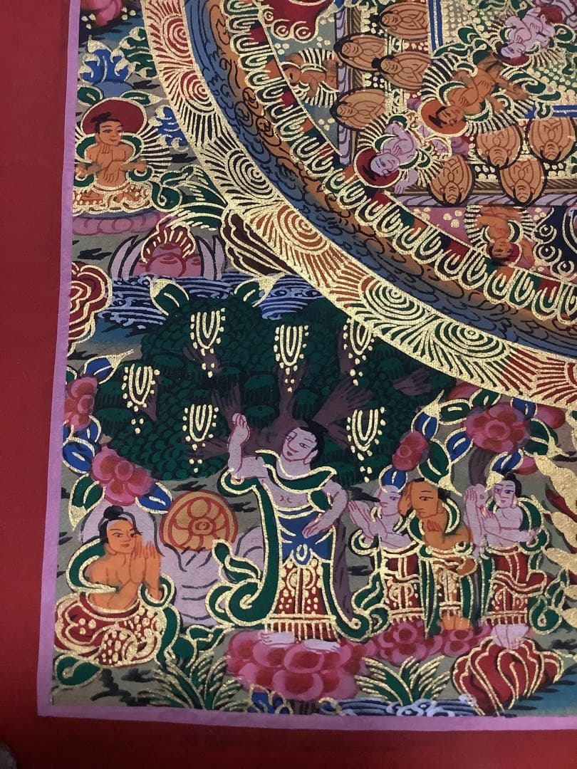 《 チベット密教　新品　1点物 》 手描き　曼荼羅　仏陀　釈迦　仏画　仏教　f7