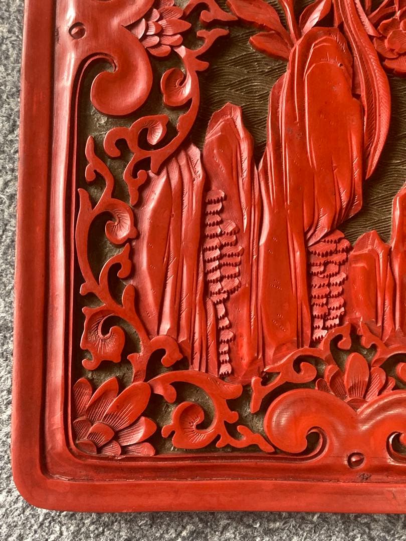 ジャンク品 堆朱？ 壁掛け 詳細不明