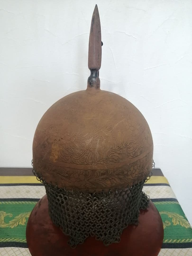 時代 蒙古軍 鉄地鎖帷子付 モンゴル 兜