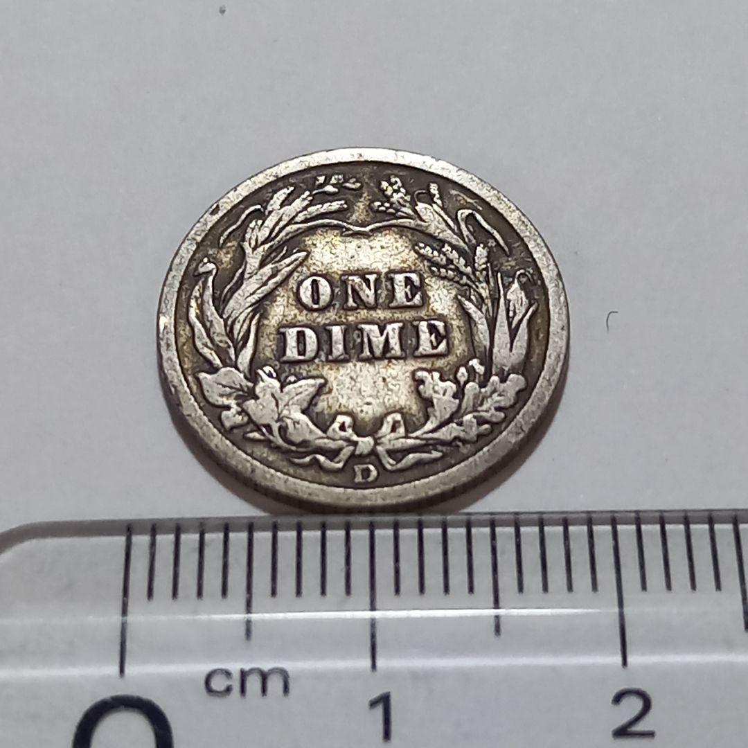 レア 銀貨 1914年 アメリカ 1ダイム バーバー ミントD