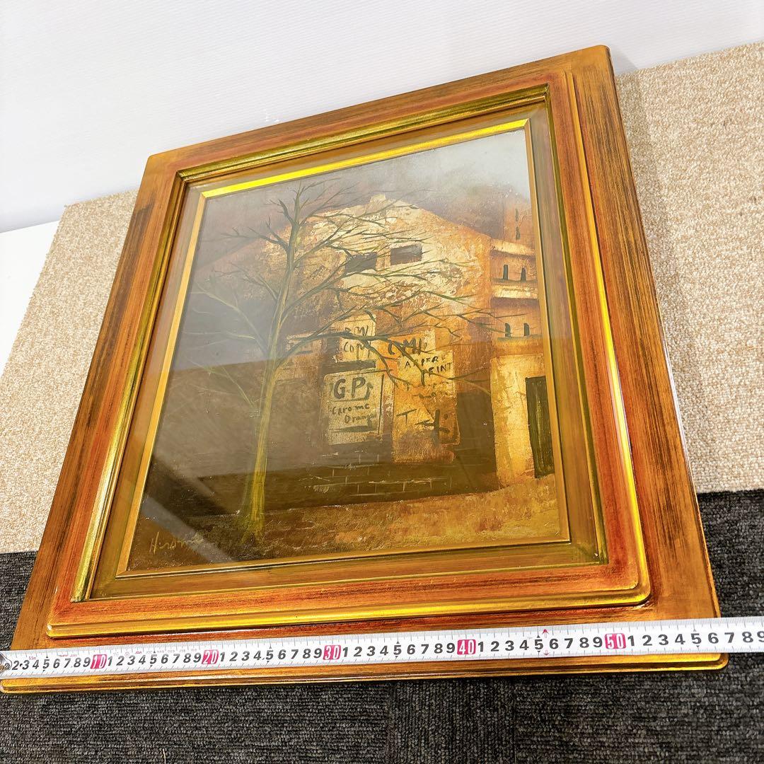 真作 立川広己「広告のある壁」油彩 自由美術協会会員 一枚の絵人気画家