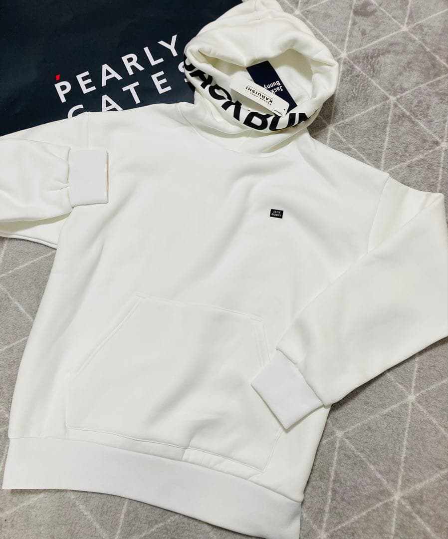 新品 パーリーゲイツ ジャックバニー KARUISHI フーディ(5)L/白