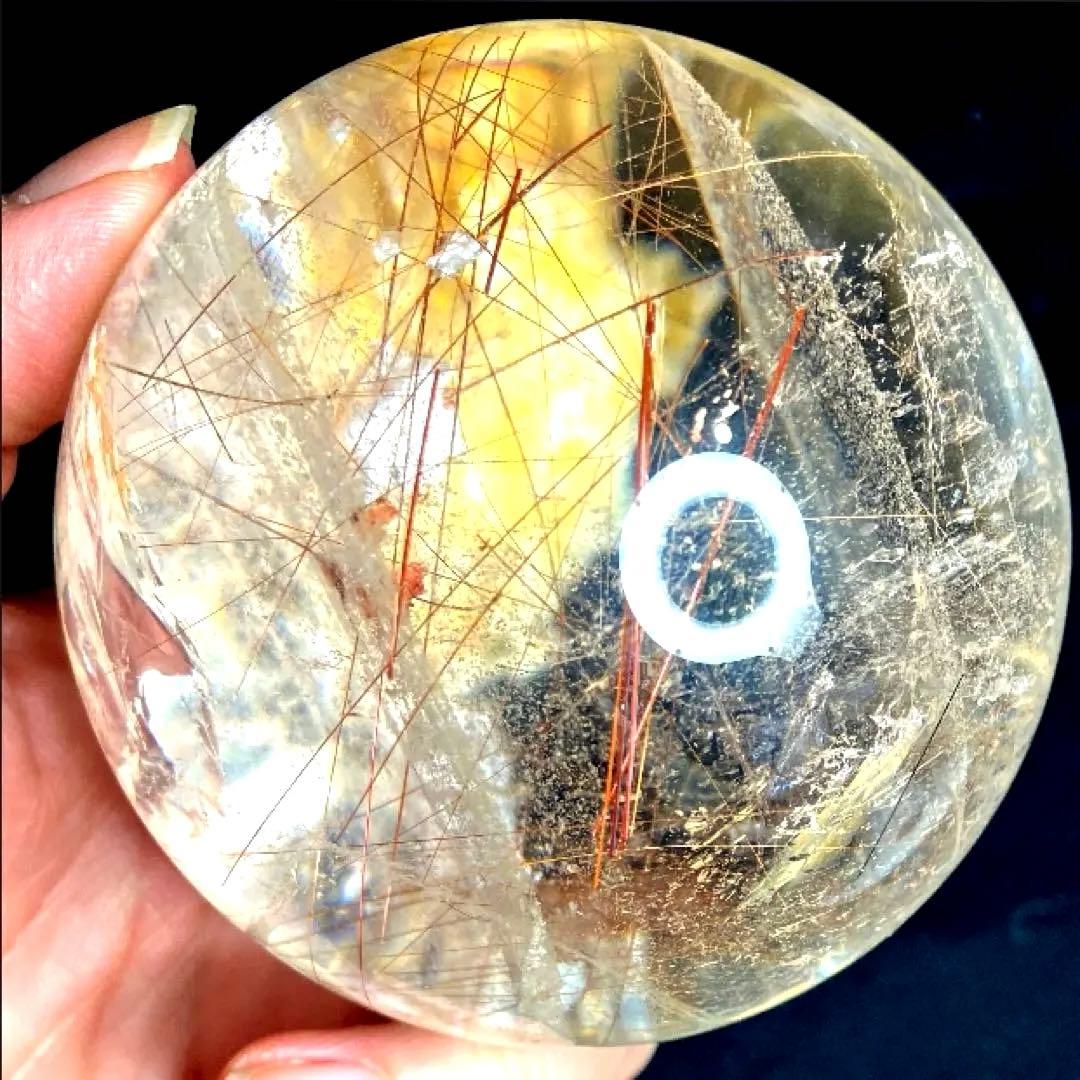 超特大83mm 虹入ゴールドレッドブロンズルチルクォーツ　針水晶　パワーストーン