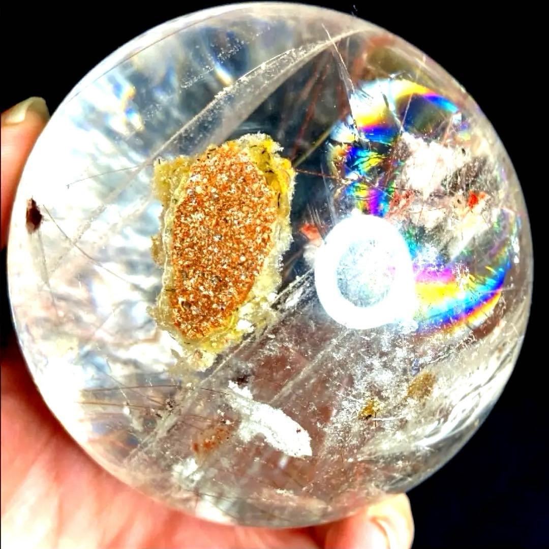 超特大83mm 虹入ゴールドレッドブロンズルチルクォーツ　針水晶　パワーストーン