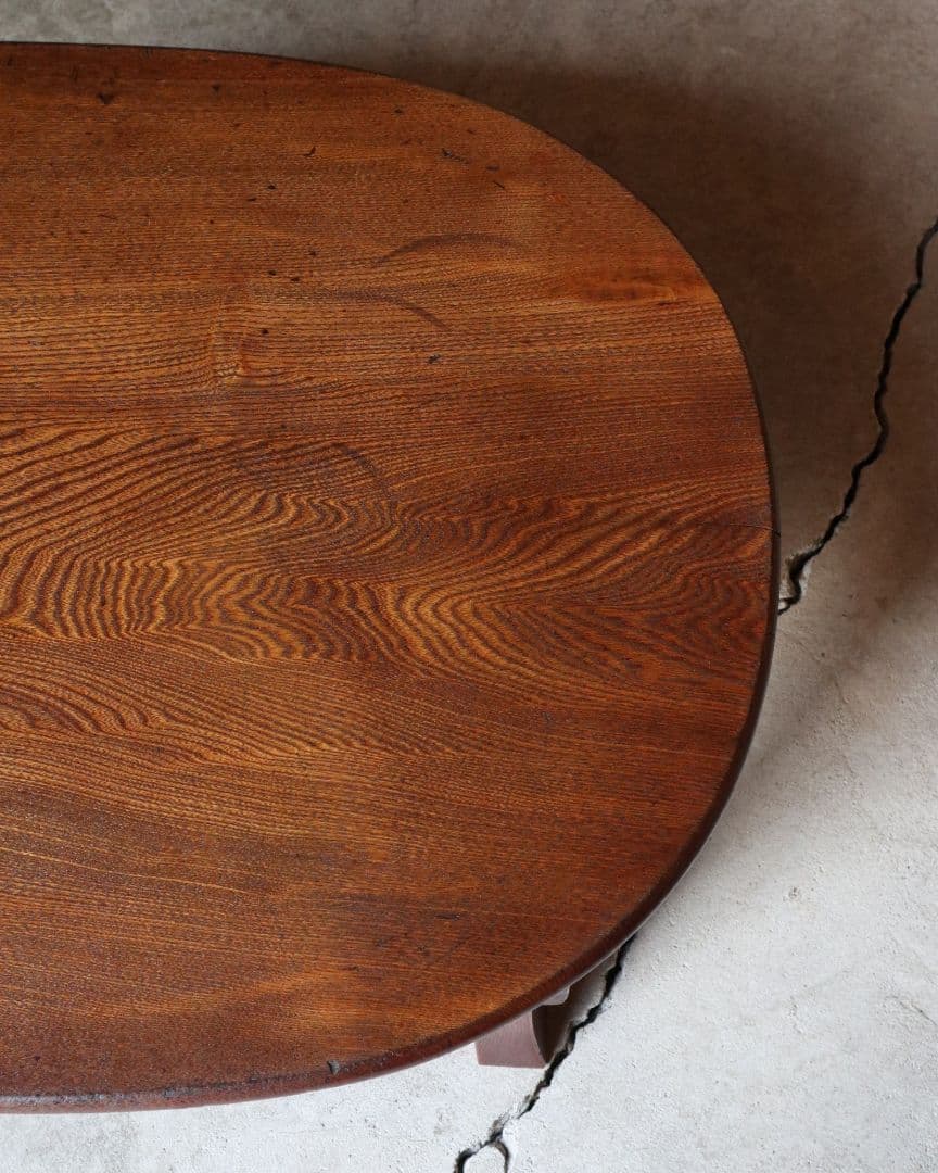 栓(セン)の小判型ちゃぶ台　古道具 古家具 アンティーク レトロ カフェ 古民家