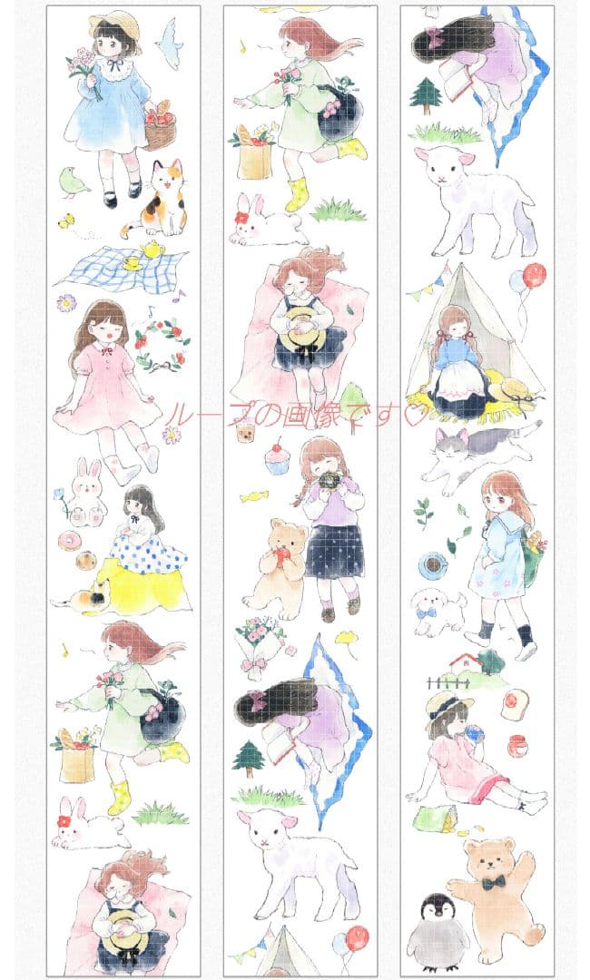 SALE✩のこり１✩W10＃森游会(和紙)幸目切り売り海外人物マステ女の子