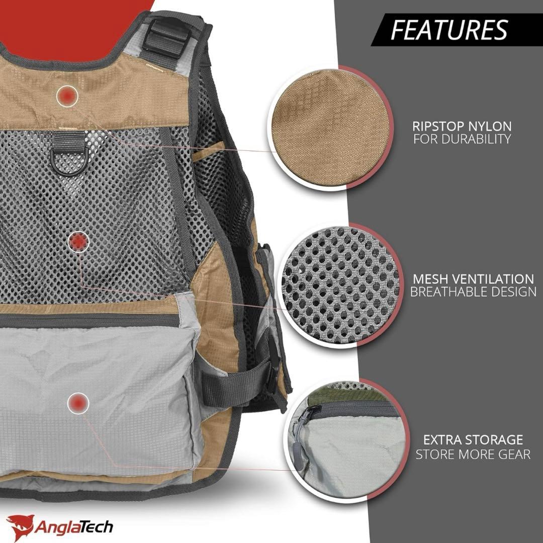 【美品】anglatech ベスト フィッシングベスト グリーン