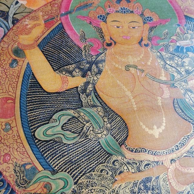 【文殊菩薩】　大　ハイクオリティ　：　タンカ　仏画（額縁なし）