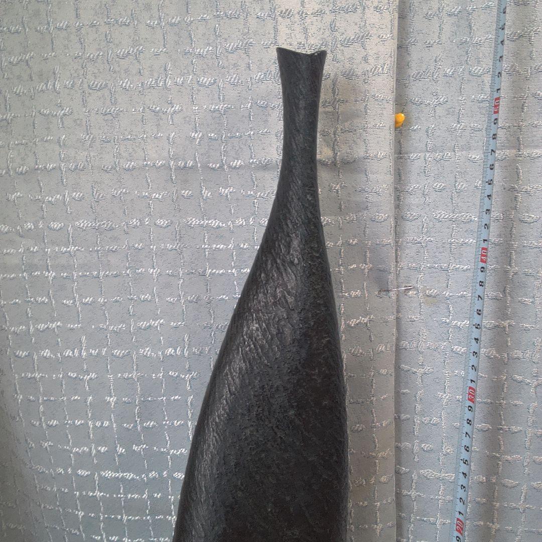 黒い細長い花器 銅製 アート 美術 アンティーク 骨董 まさを