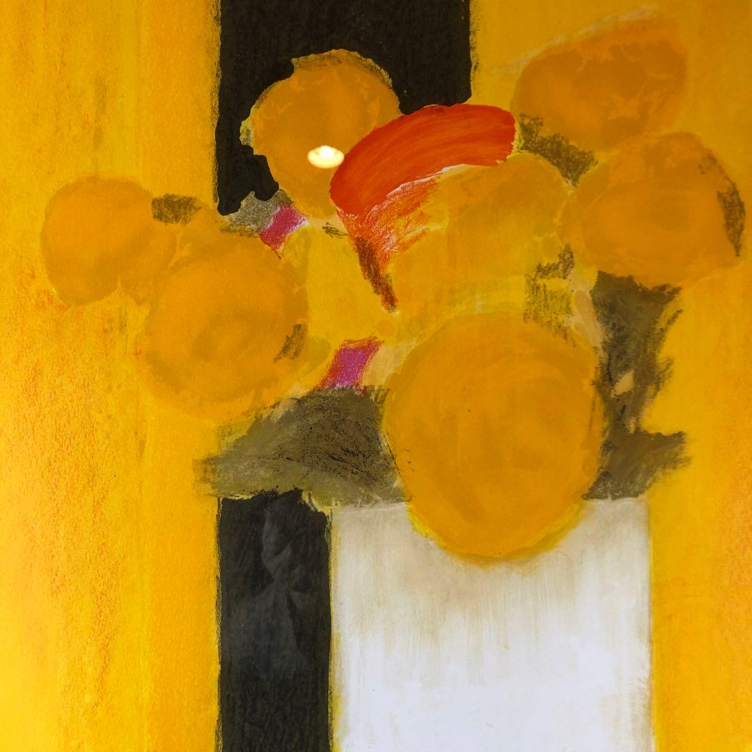 カトラン 「黒いテーブルクロスの上の夏の花束」 リトグラフ　作家直筆サイン入り