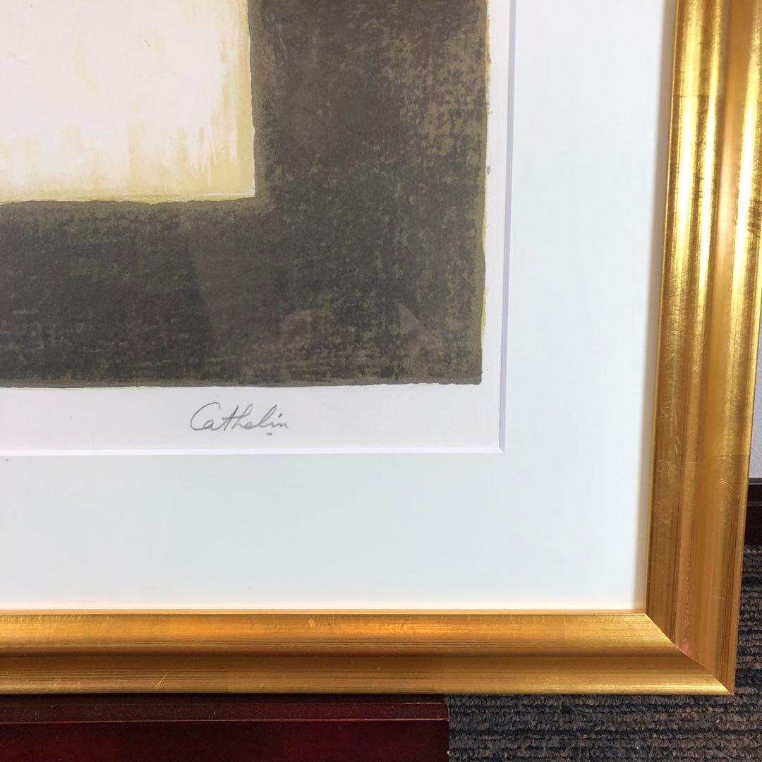 カトラン 「黒いテーブルクロスの上の夏の花束」 リトグラフ　作家直筆サイン入り