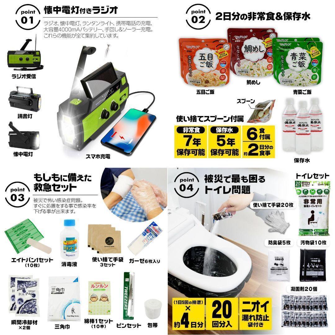 防災セット 持ち出し 1人用 防災用品セット 非常用持ち出しセット 2361