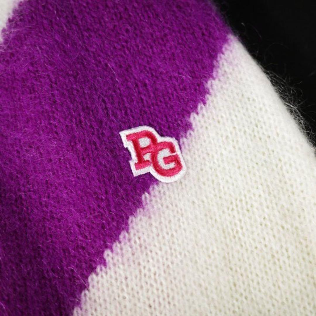 【PEARLY GATES】秋冬モヘヤ混 羊毛ニットスカートカラフルロゴ・1番M