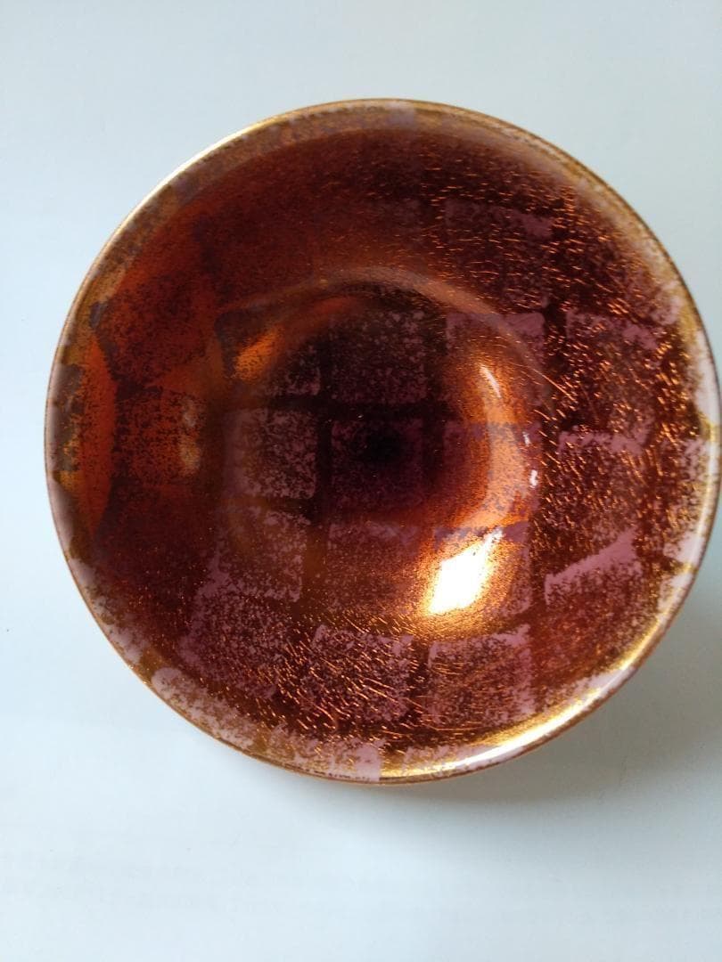 平戸山玉泉 福本彌治右ェ門 極彩金蘭手 釉裏金彩 共箱 共布 栞 抹茶碗 新品