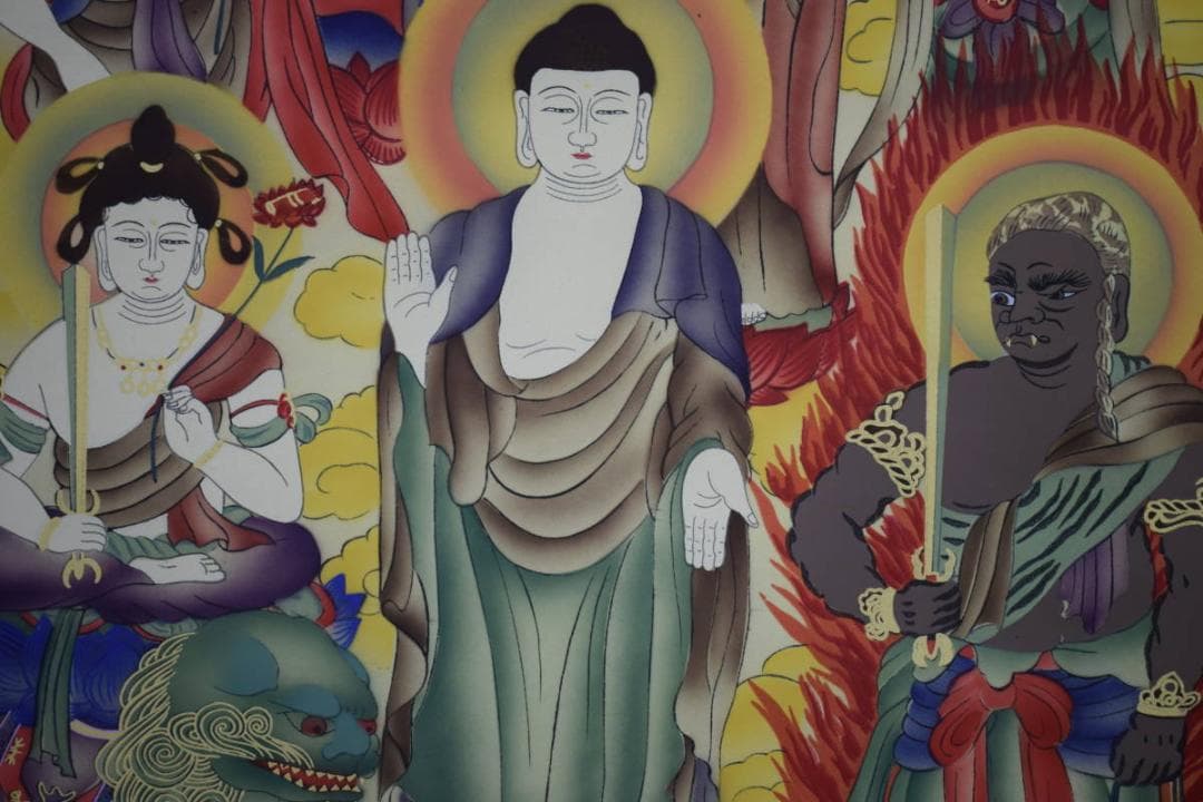 真作/広洋/十三佛図/十三仏図/桐共箱付/布袋屋掛軸HH-473