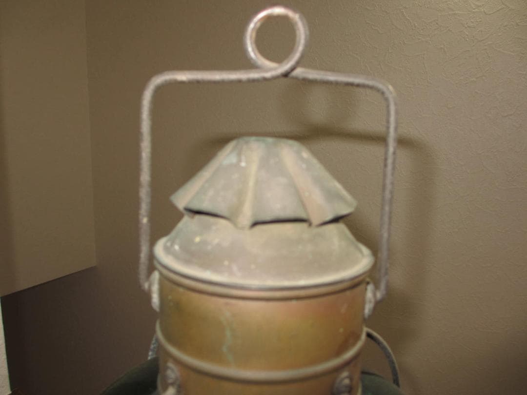 古道具珍しいアンティーク★グリーン ダルマランタン★オイルランプ 昭和レトロ船舶