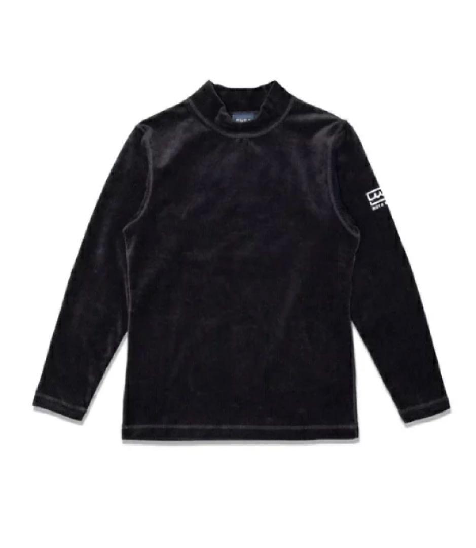 ムータ　ブラックフリース長袖モックネックセーター