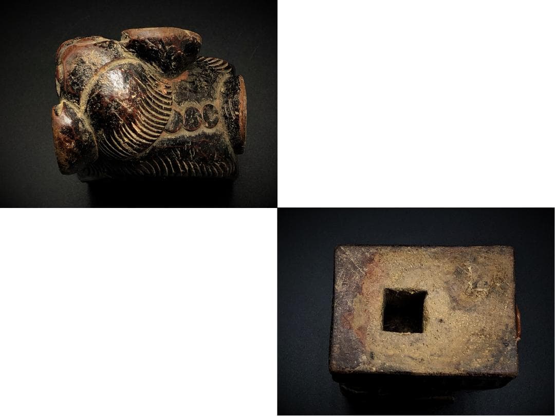 【 木彫玉獅子 元～明代 】　木鼻/柱頭　鑑定蝋印付　中華古玩　　L0205C