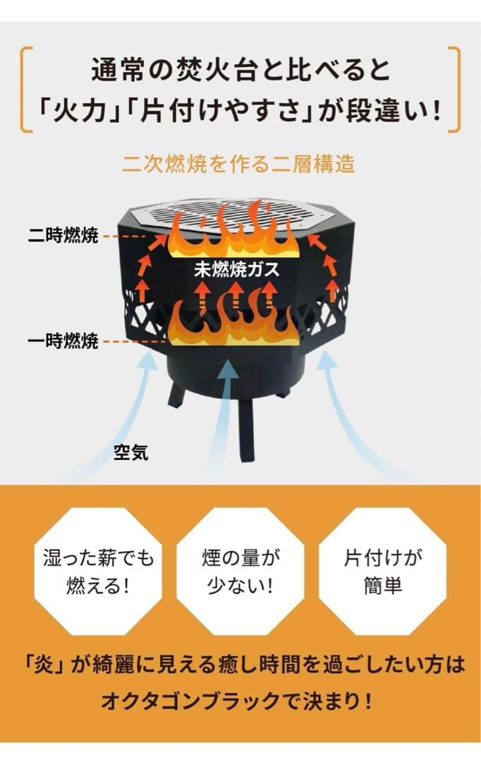 outstand 焚き火台 二次燃焼 焚火台 コンパクト バーベキューコンロ