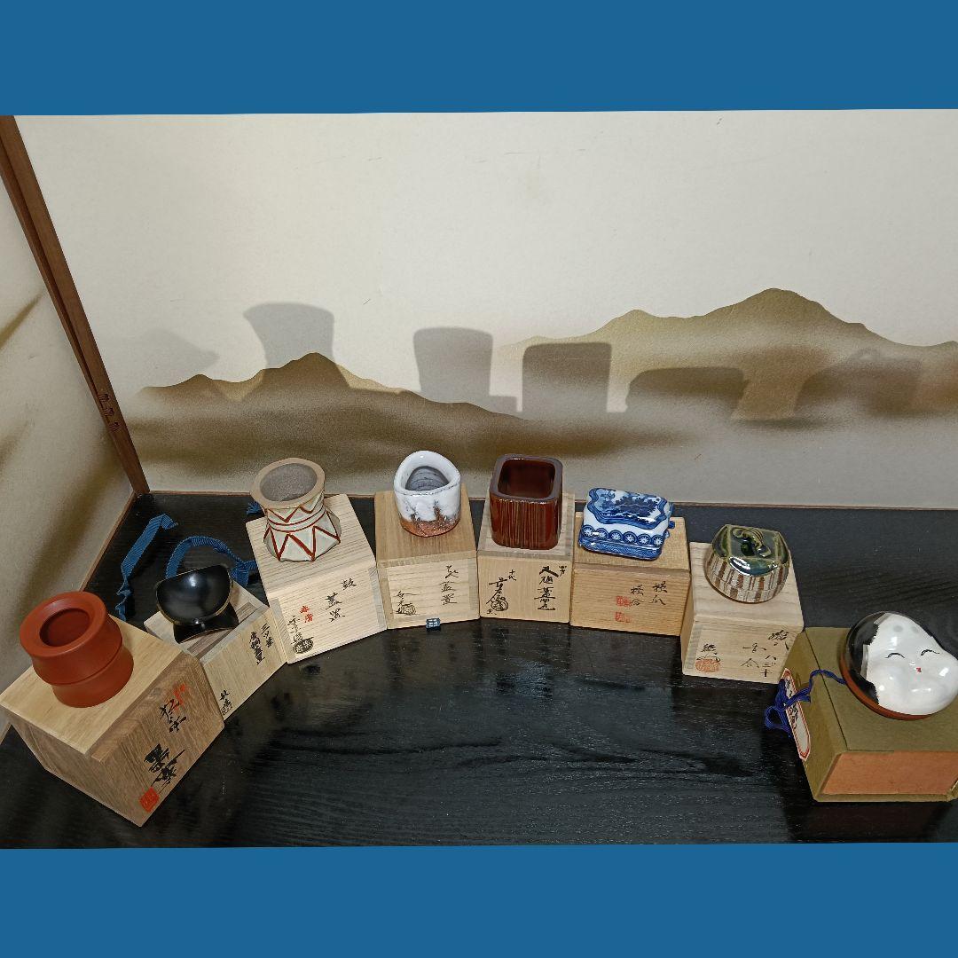 AM4 飾棚 違棚 香合 蓋置八点 茶道具 美品 中国茶棚