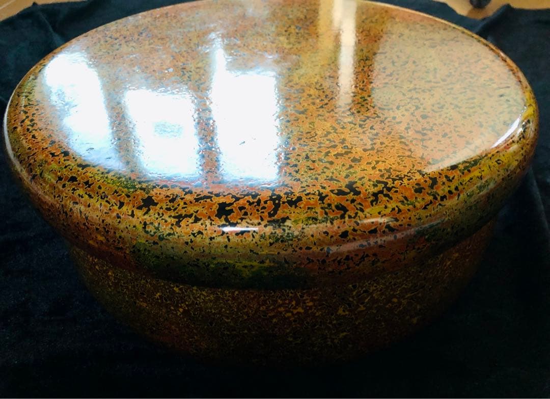 絢爛！瑠璃色おひつ ・茶櫃・漆器・茶碗入れ・収納箱★モダン・レトロ・ヴィンテージ