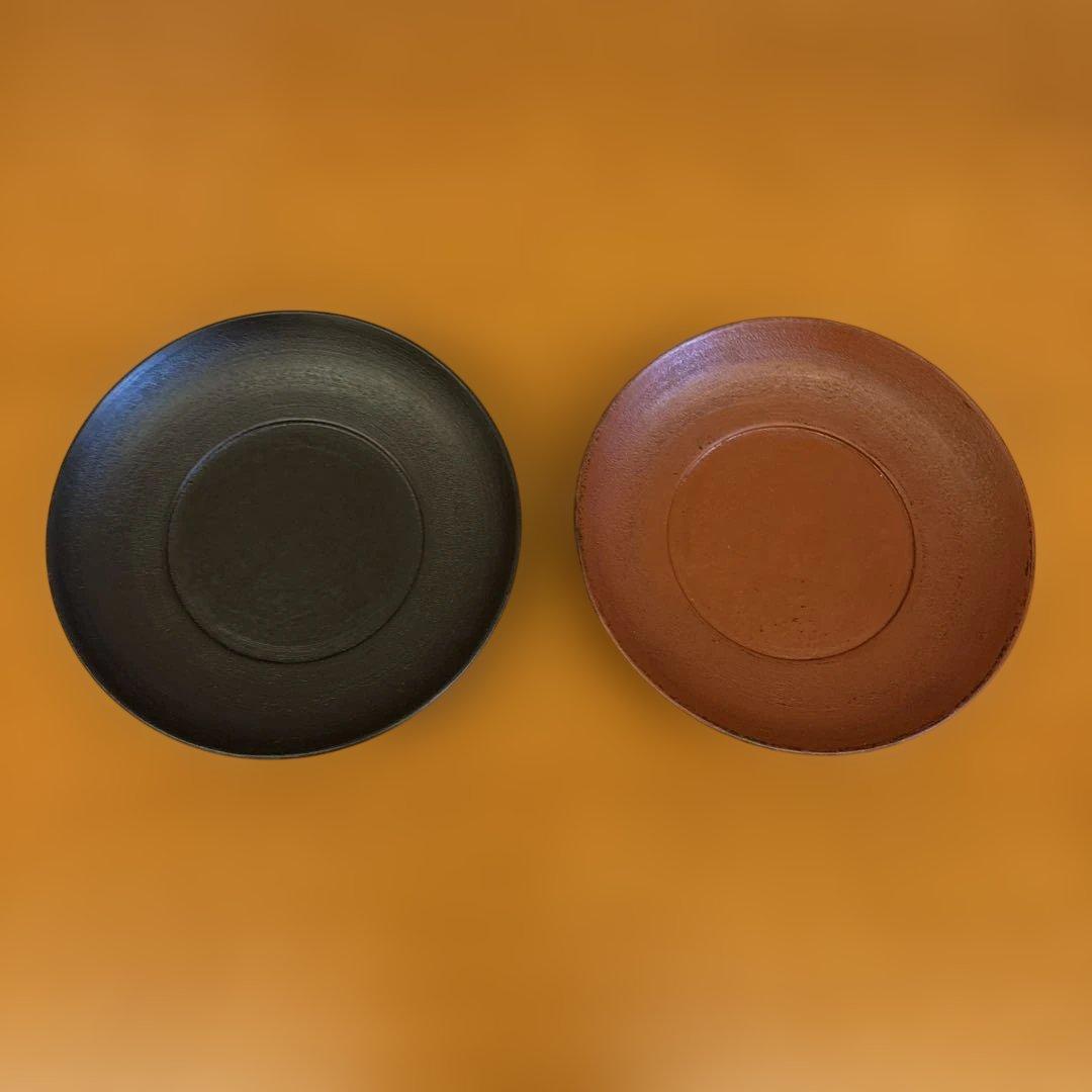 赤木明登氏作 茶托大(赤と黒)