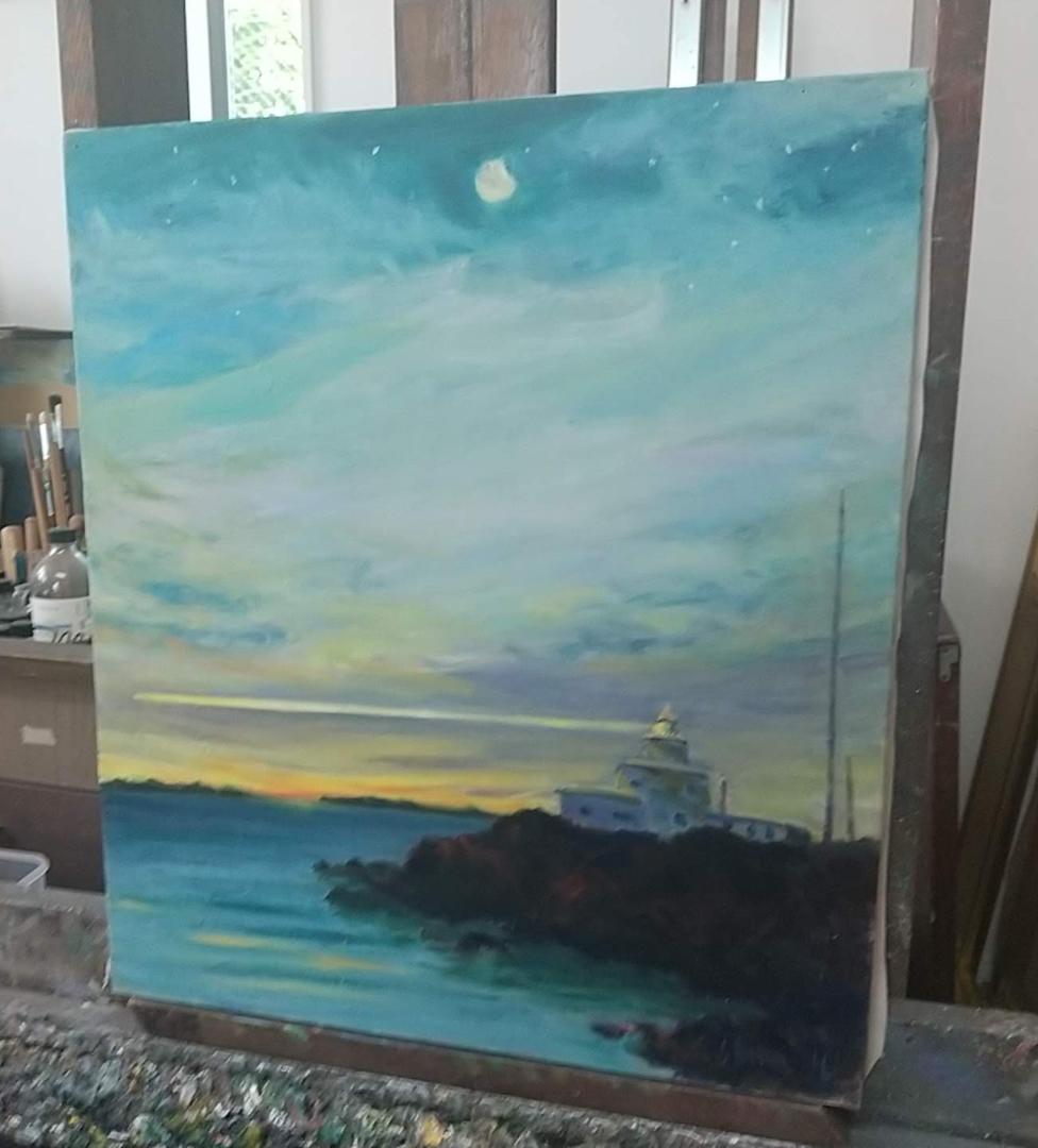 F10「納沙布岬灯台」油彩画 油絵 絵画 アート