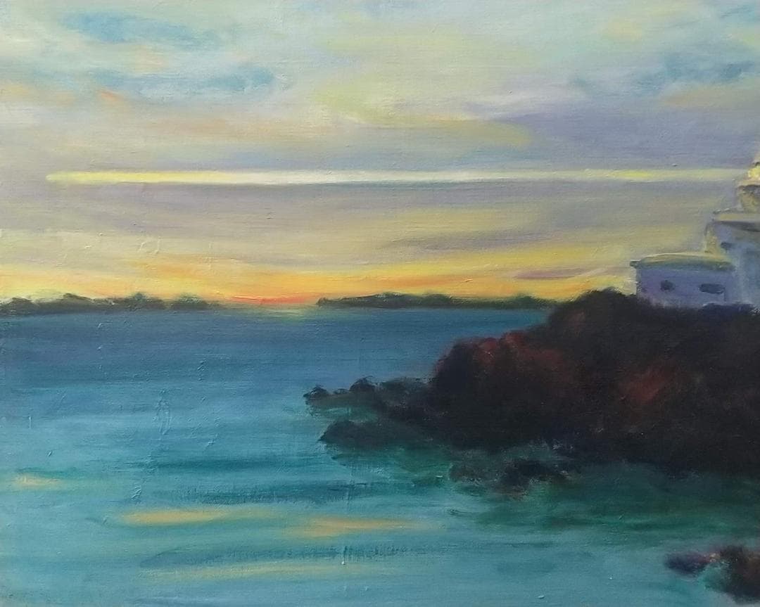 F10「納沙布岬灯台」油彩画 油絵 絵画 アート