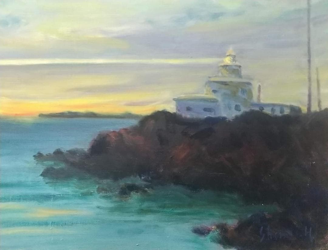 F10「納沙布岬灯台」油彩画 油絵 絵画 アート