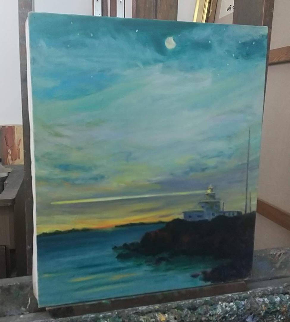 F10「納沙布岬灯台」油彩画 油絵 絵画 アート