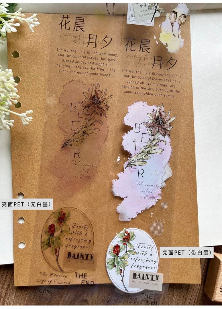 自元素文创《秋实若梦》海外マスキングテープ　マステ 【2293】