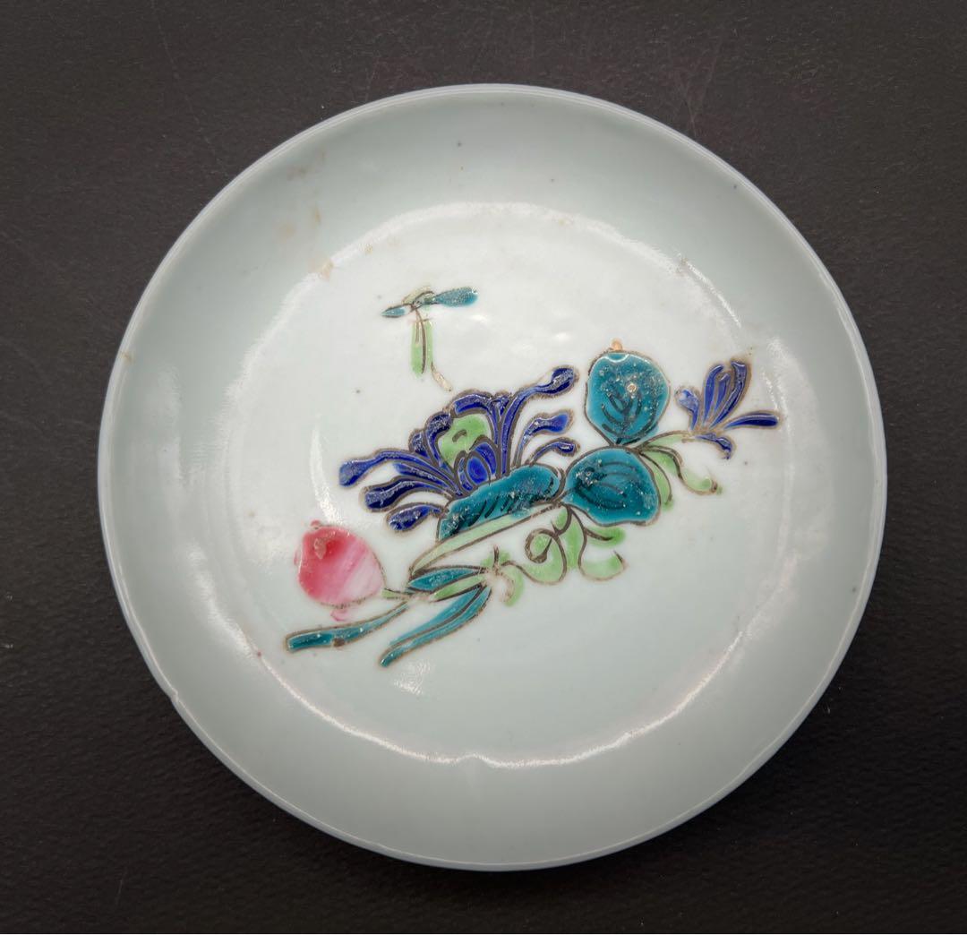 中国美術 古玩 粉彩花卉紋樣皿