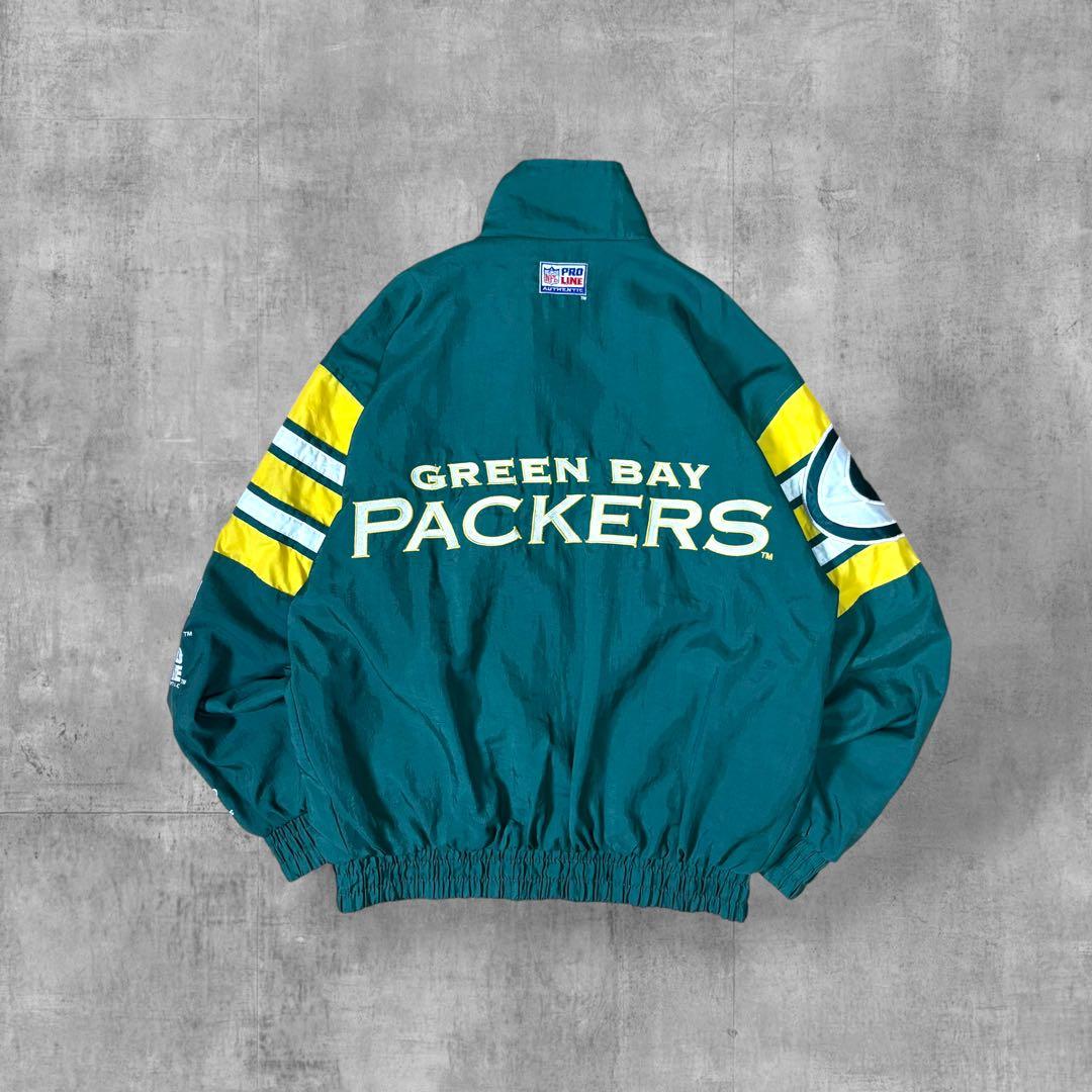 【90s】 NFLパッカーズロゴアスレチッ クナイロンジャケット刺繍グリーンL相