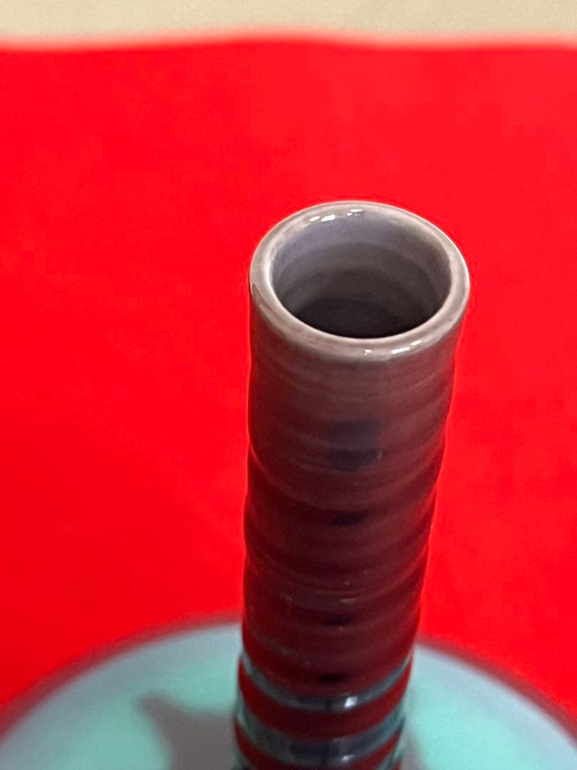 人間国宝  徳田八十吉（正彦銘）  彩釉 花生 T172 共箱 共布 陶歴付