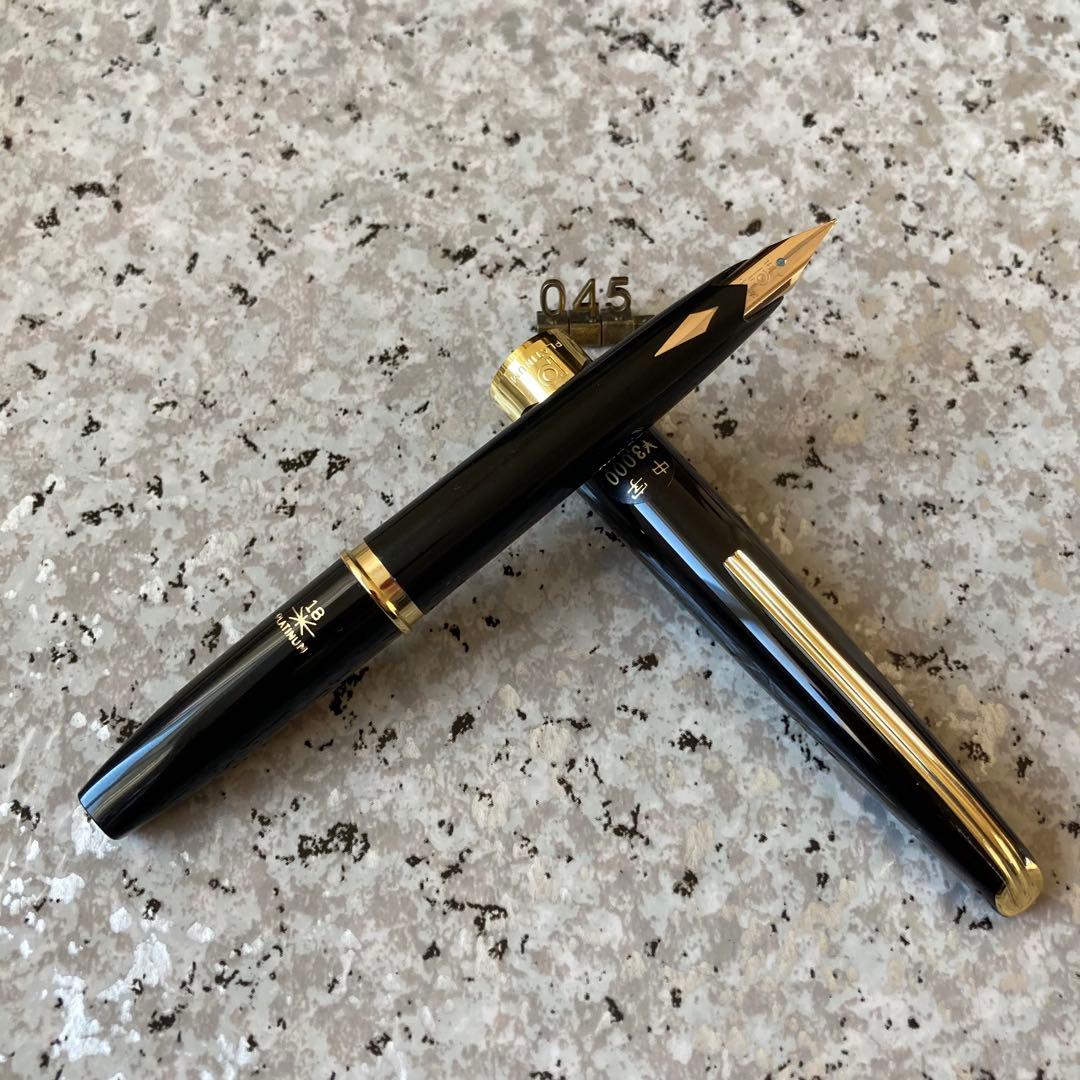 #045 オーバーホール済み 万年筆 プラチナ 象嵌 ポケット ショート18k