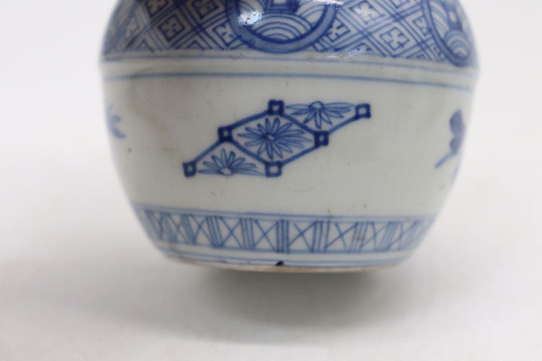 中国　染付　茶入　古壺　アンティーク　送料込み1021