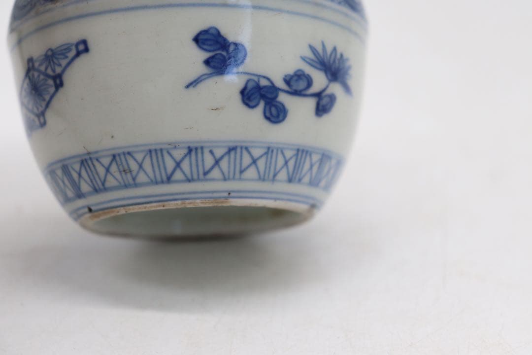 中国　染付　茶入　古壺　アンティーク　送料込み1021