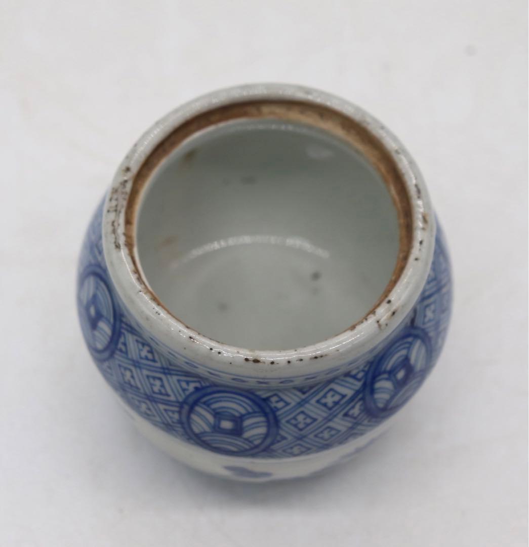 中国　染付　茶入　古壺　アンティーク　送料込み1021