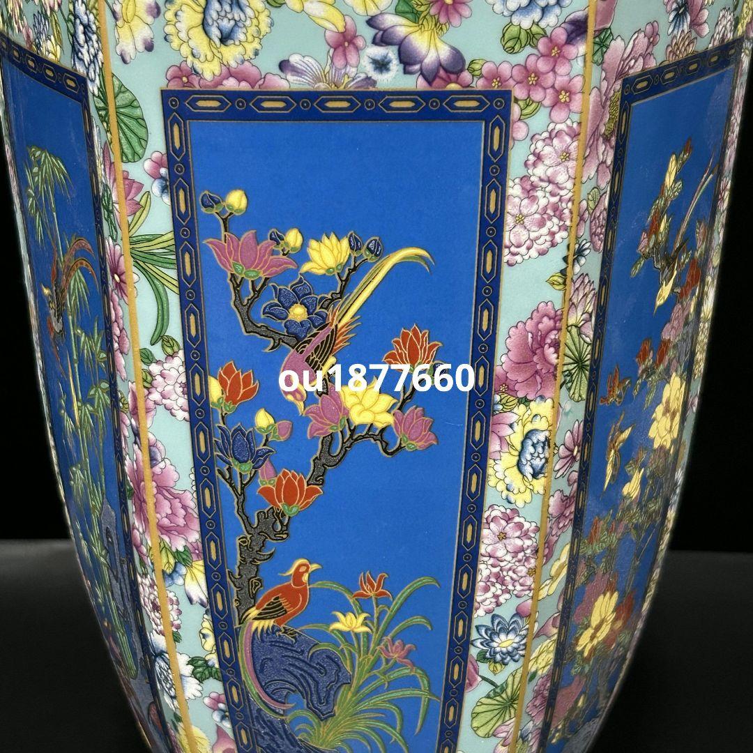 梅蘭竹菊六方瓶 景徳鎮 陶磁器 装飾品 現代工芸品 美術品 置物