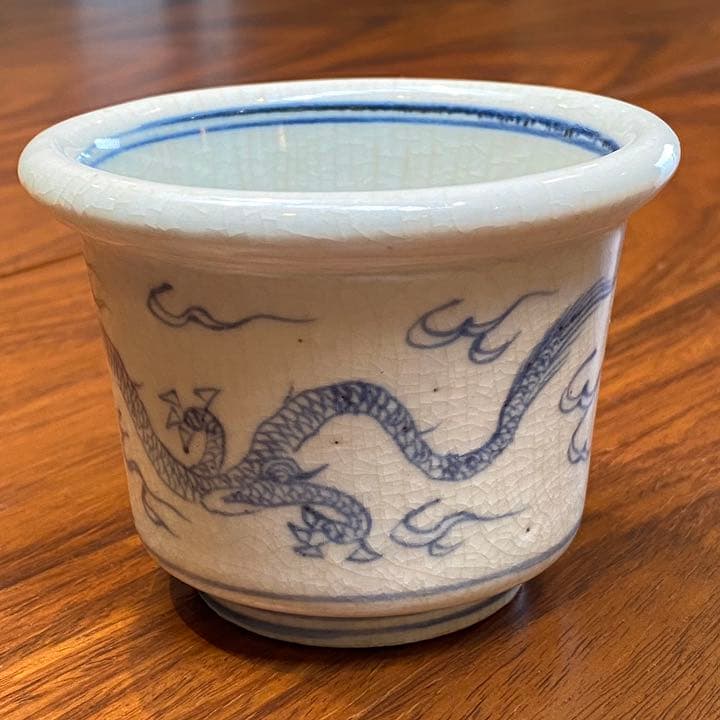 古伊万里　広口鉢呉須龍文染付