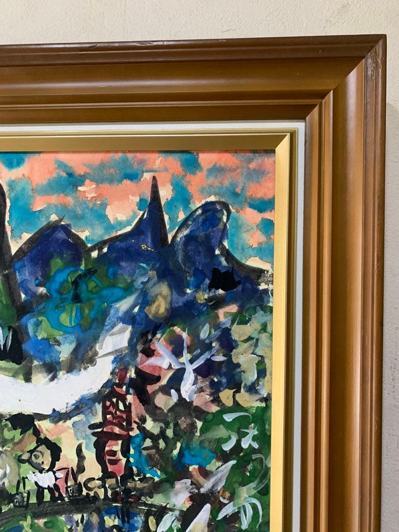 希少　真作　F10 大判　丸投三代吉『家路』水彩肉筆画　サイン有り　昭和56年作