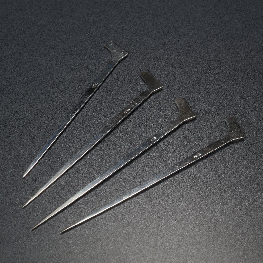 【茶道具】銀製　菓子切り4本　結び文様　ようじ　R1676お1