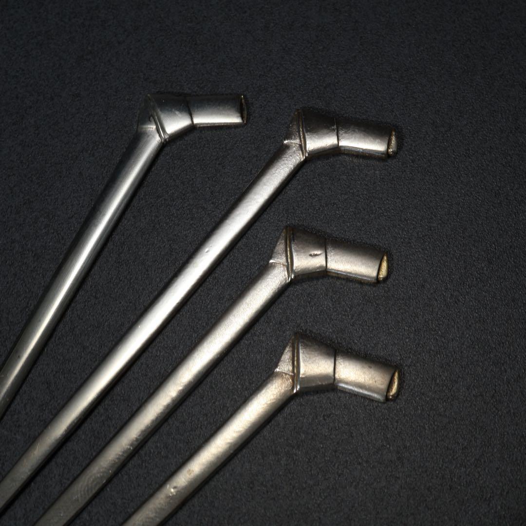 【茶道具】銀製　菓子切り4本　結び文様　ようじ　R1676お1