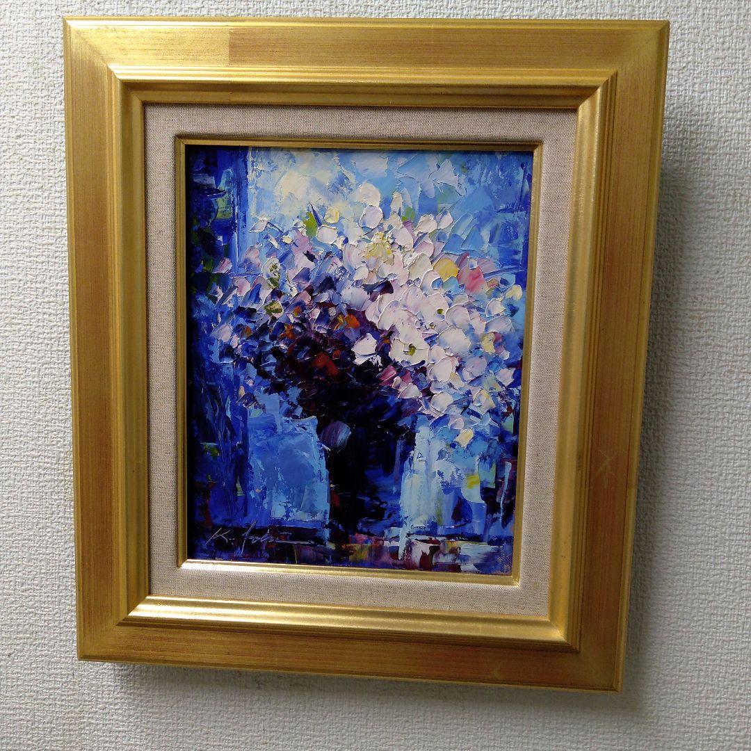 肉質油絵　立て　F3　青木今陽　作　額装仕上げ品