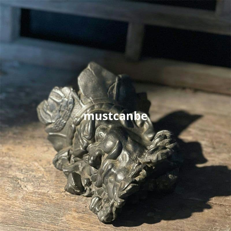 石彫刻怒目金剛 茶室 茶卓 書斎 禅意置物 装飾品 工芸品