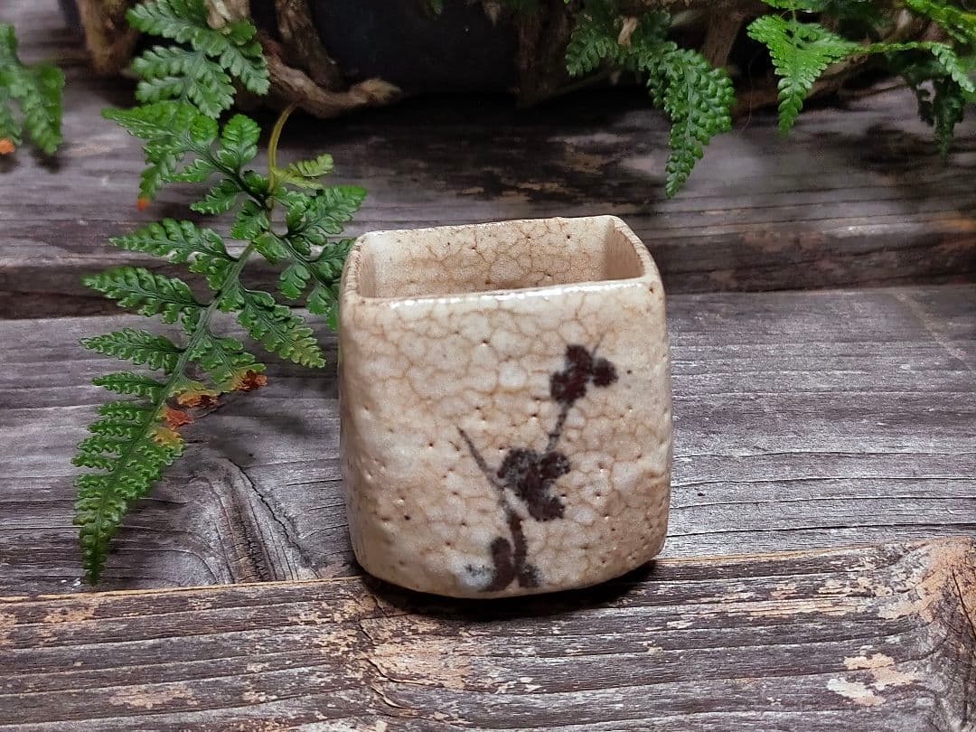 ♥絵志野　ぐい呑み　桐箱付き　⑲　志野　ぐい飲み　骨董品