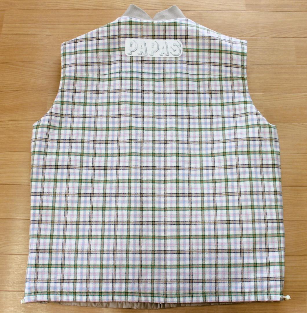 極美品/5万円』PAPAS パパス ベスト『リバーシブル中綿入りキルティング