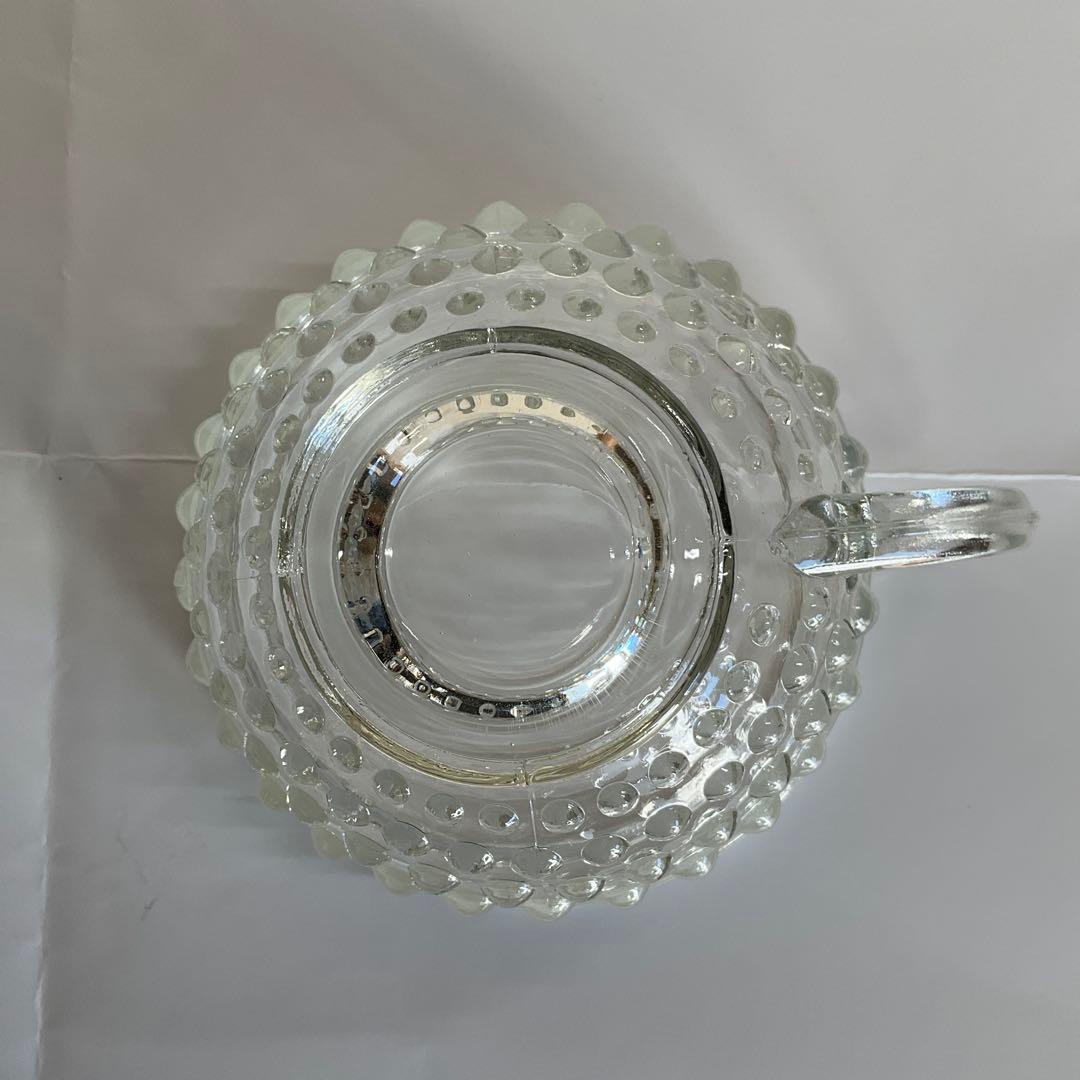 大正ロマン　ウランガラス紅茶水玉カップ&ソウーサ2組