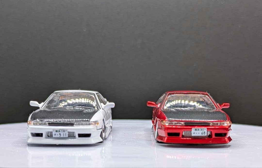 1/64 ニッサン シルビア S13 ミニカー フルエアロ仕様(2台セット)