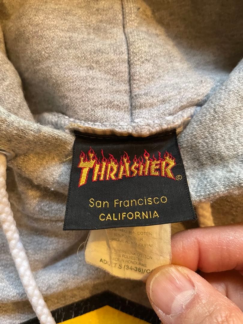 90´s後期　THRASHER ダイヤロゴ パーカー　グレー Sサイズ